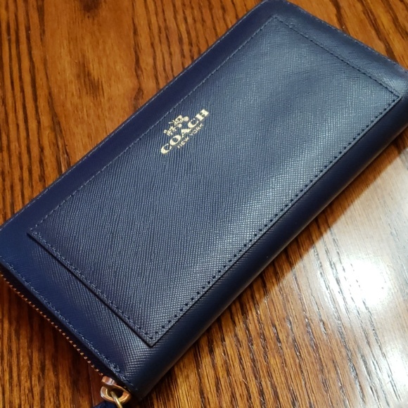 Coach Handbags - COACH Zip Around Wallet in Navy Blue NWOT
